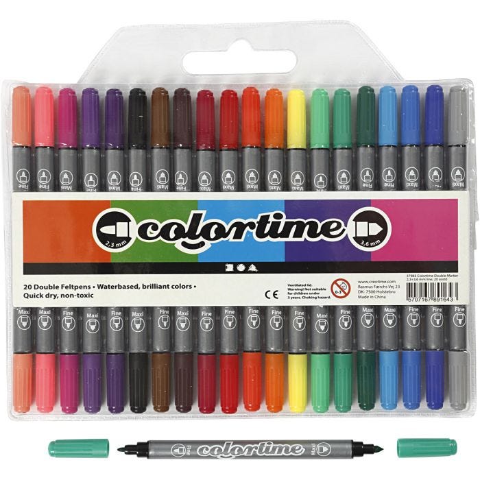 Colortime Tussit, paksuus 2,3+3,6 mm, perusvärilajitelma, 20 kpl/ 1 pkt