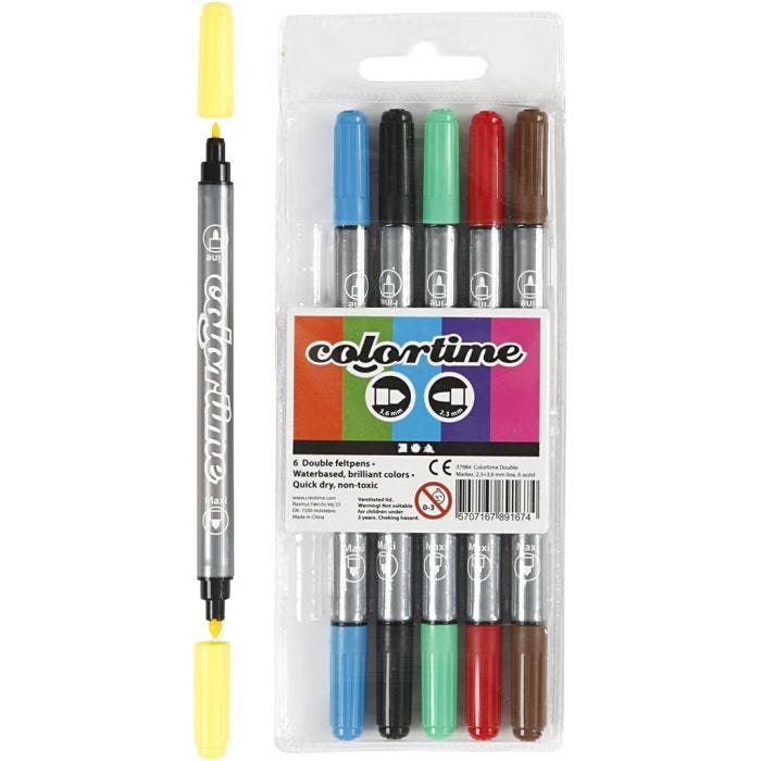 Colortime Tussit, paksuus 2,3+3,6 mm, perusvärilajitelma, 6kpl/ 1 pkt