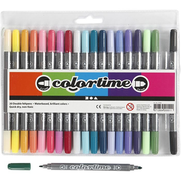 Colortime Tussit, paksuus 2,3+3,6 mm, lisävärit, 20 kpl/ 1 pkt