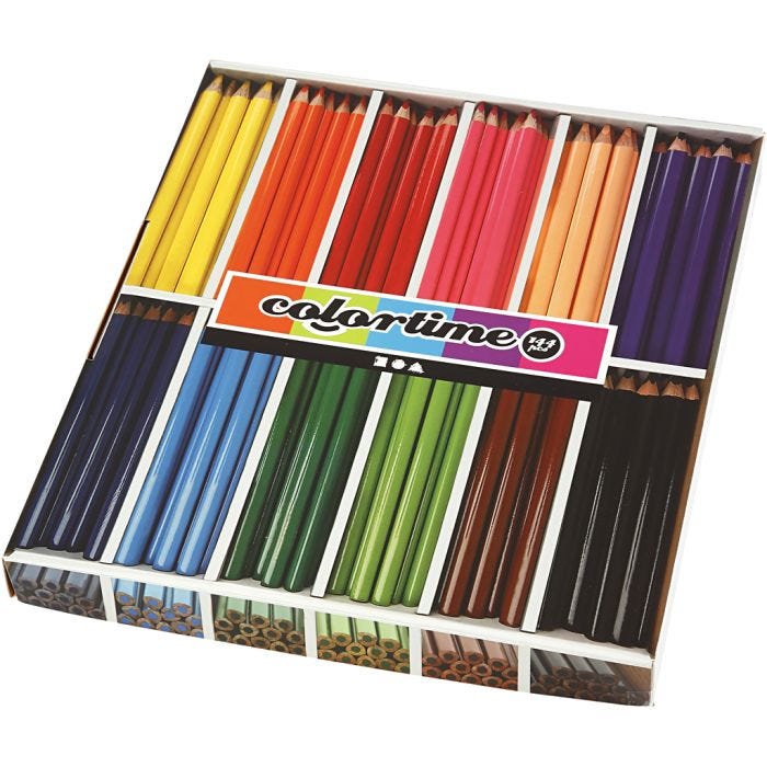 Colortime-Värikynät, Pit. 17,45 cm, kärki 5 mm, JUMBO, värilajitelma, 12x12 kpl/ 1 pkt