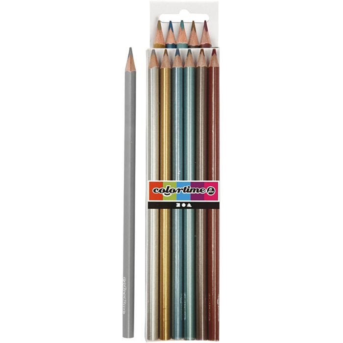 Colortime-Värikynät, Pit. 17,45 cm, kärki 3 mm, metallic-värit, 6 kpl/ 1 pkt