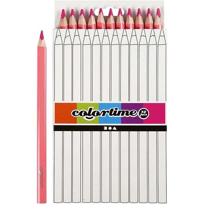 Colortime-Värikynät, Pit. 17,45 cm, kärki 5 mm, JUMBO, pinkki, 12 kpl/ 1 pkt