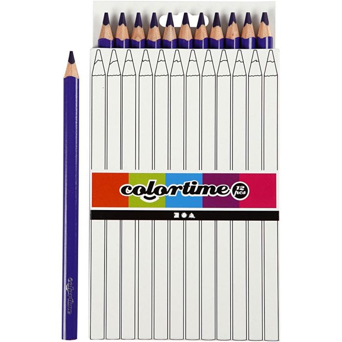 Colortime-Värikynät, Pit. 17,45 cm, kärki 5 mm, JUMBO, violetti, 12 kpl/ 1 pkt