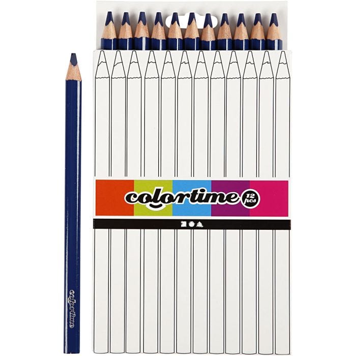 Colortime-Värikynät, Pit. 17,45 cm, kärki 5 mm, JUMBO, tummansininen, 12 kpl/ 1 pkt