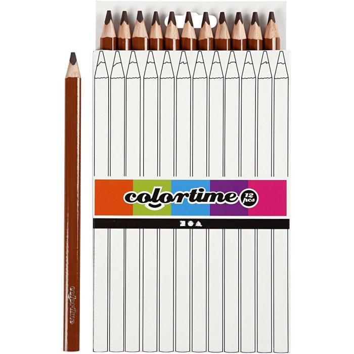 Colortime-Värikynät, Pit. 17,45 cm, kärki 5 mm, JUMBO, ruskea, 12 kpl/ 1 pkt