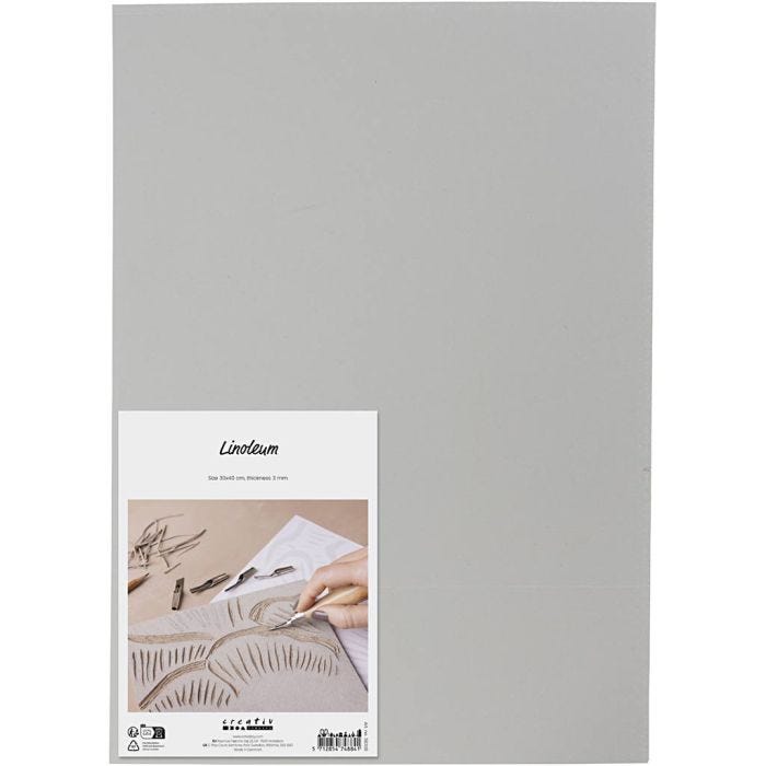 Linoleumi, koko 30x40 cm, paksuus 3 mm, harmaa, 1 kpl/ 1 pkt