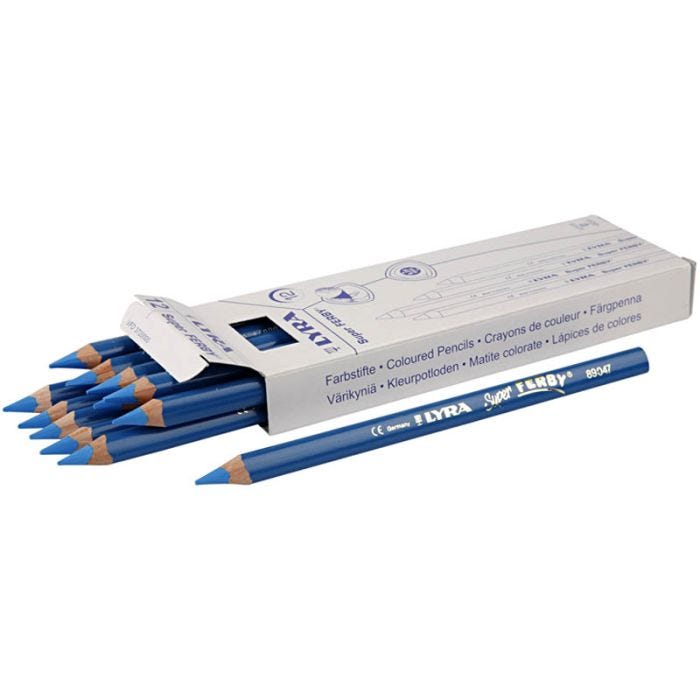 Lyra Super Ferby 1 värikynät, Pit. 18 cm, kärki 6,25 mm, sininen, 12 kpl/ 1 pkt