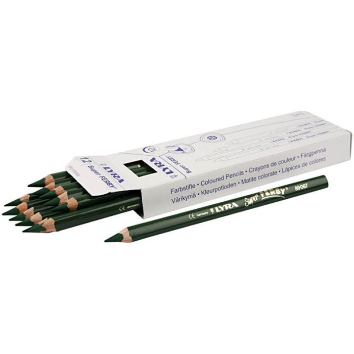 Lyra Super Ferby 1 värikynät, Pit. 18 cm, kärki 6,25 mm, vihreä, 12 kpl/ 1 pkt