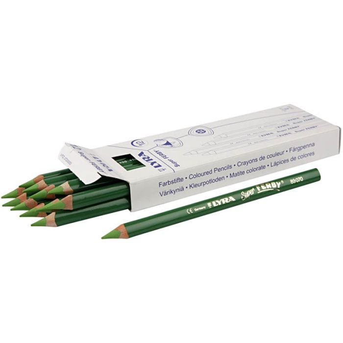 Lyra Super Ferby 1 värikynät, Pit. 18 cm, kärki 6,25 mm, vaaleanvihreä, 12 kpl/ 1 pkt