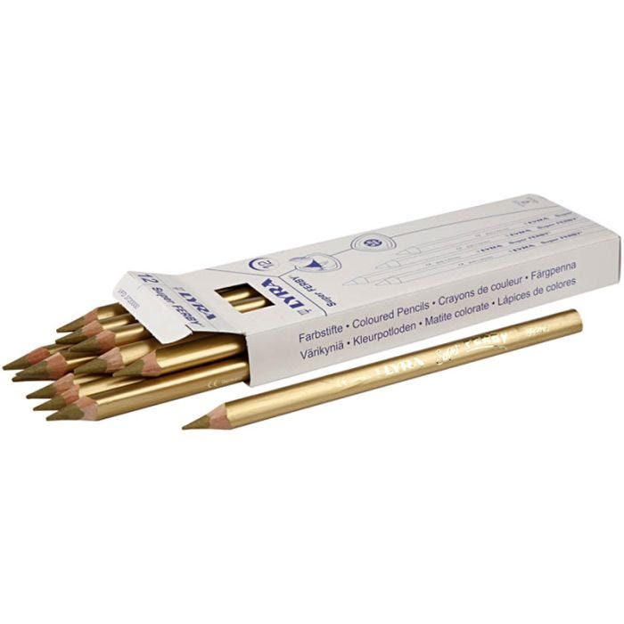 Lyra Super Ferby 1 värikynät, Pit. 18 cm, kärki 6,25 mm, kulta, 12 kpl/ 1 pkt