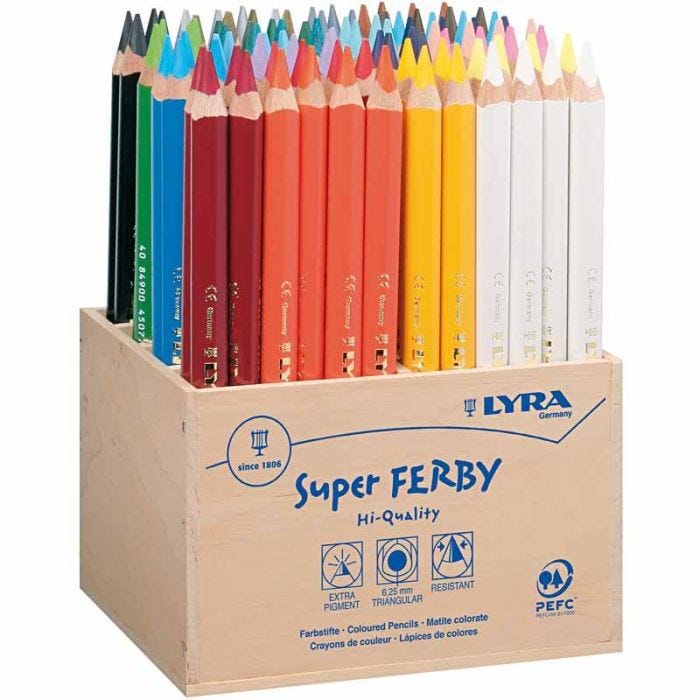 Lyra Super Ferby 1 värikynät, Pit. 18 cm, kärki 6,25 mm, värilajitelma, 96 kpl/ 1 pkt