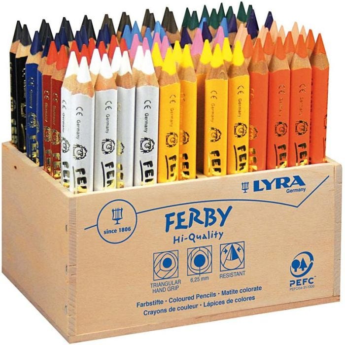 Lyra Super Ferby 1 Värikynät, Pit. 12 cm, kärki 6,25 mm, värilajitelma, 96 kpl/ 1 pkt