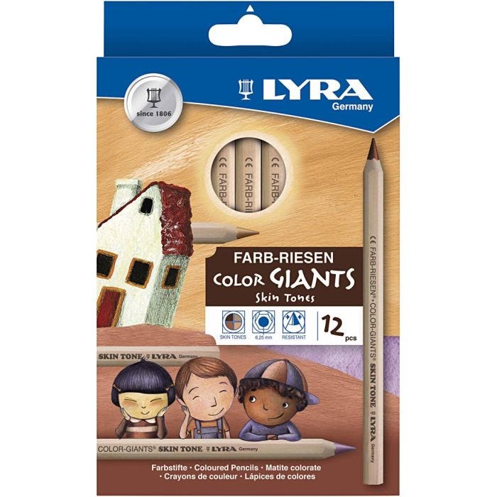 Paksut värikynät, halk. 10 mm, paksuus 6,3 mm, skin colours, 12 kpl/ 1 pkt
