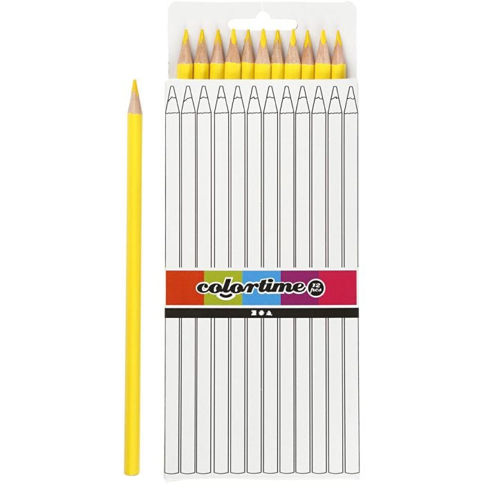 Colortime-Värikynät, Pit. 17 cm, kärki 3 mm, keltainen, 12 kpl/ 1 pkt