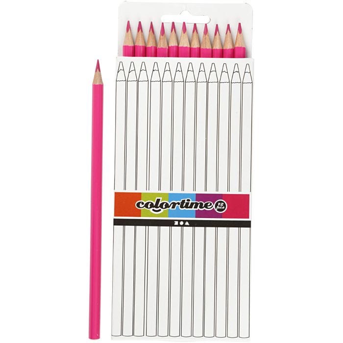Colortime-Värikynät, Pit. 17 cm, kärki 3 mm, pinkki, 12 kpl/ 1 pkt