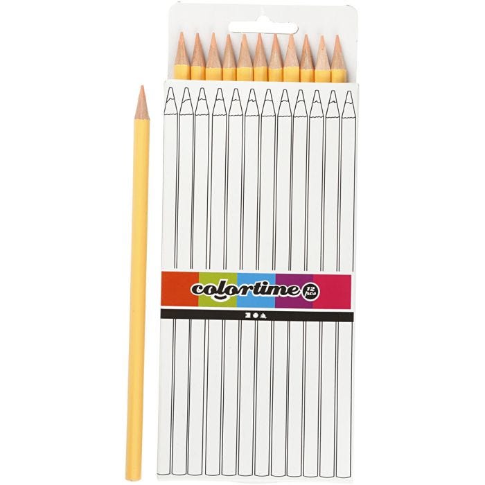 Colortime-Värikynät, Pit. 17 cm, kärki 3 mm, vaalea puuteri, 12 kpl/ 1 pkt