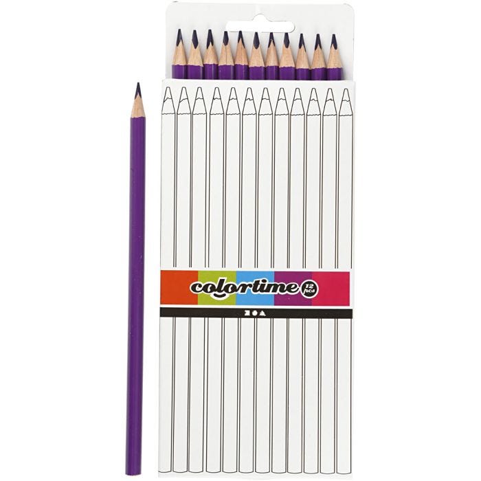 Colortime-Värikynät, Pit. 17 cm, kärki 3 mm, violetti, 12 kpl/ 1 pkt