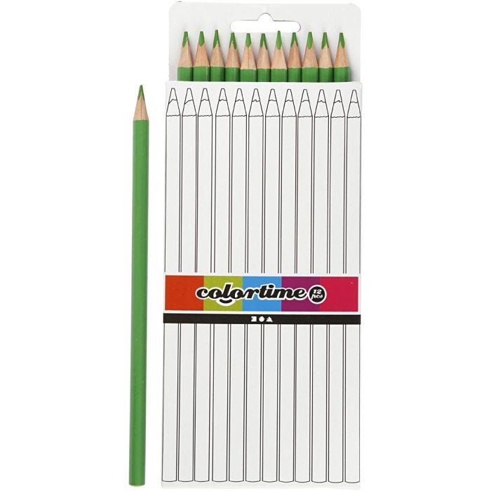 Colortime-Värikynät, Pit. 17 cm, kärki 3 mm, vaaleanvihreä, 12 kpl/ 1 pkt