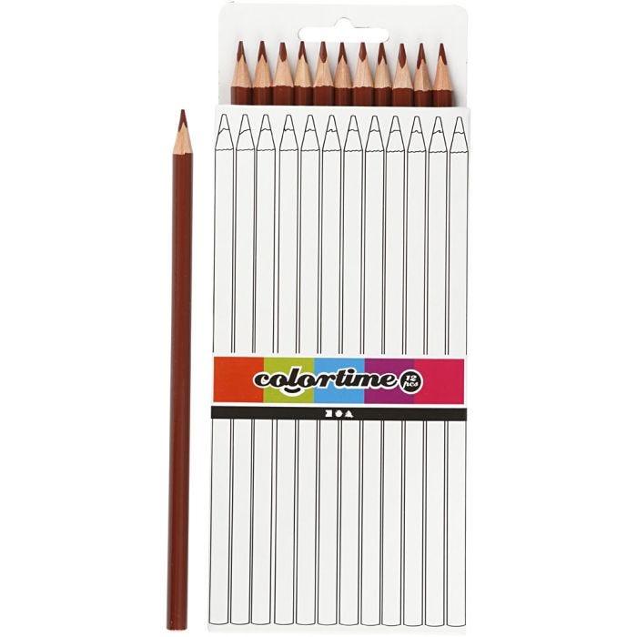 Colortime-Värikynät, Pit. 17 cm, kärki 3 mm, ruskea, 12 kpl/ 1 pkt