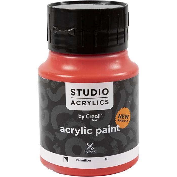 Creall Studio -Akryylimaali, läpikuultavat, vermillion (10), 500 ml/ 1 pll