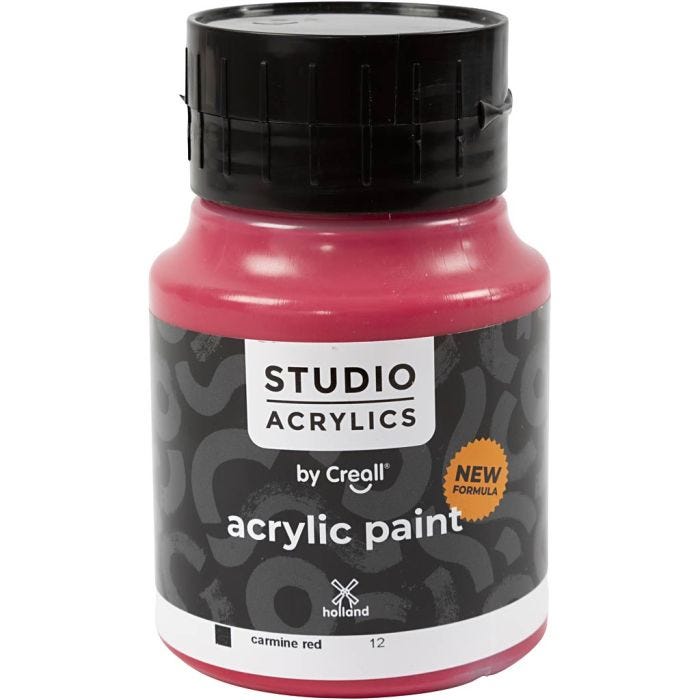 Creall Studio -Akryylimaali, peittävä, carmine red (12), 500 ml/ 1 pll