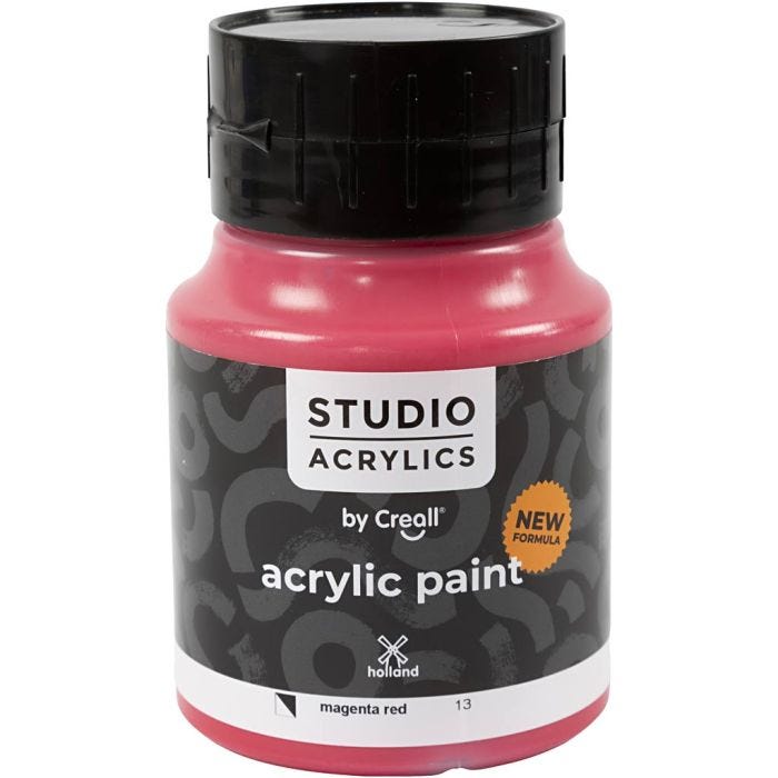 Creall Studio -Akryylimaali, läpikuultavat, magenta red (13), 500 ml/ 1 pll