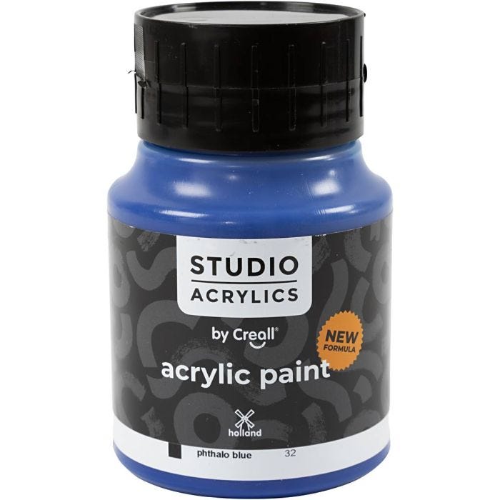 Creall Studio -Akryylimaali, peittävä, phtalo blue (32), 500 ml/ 1 pll