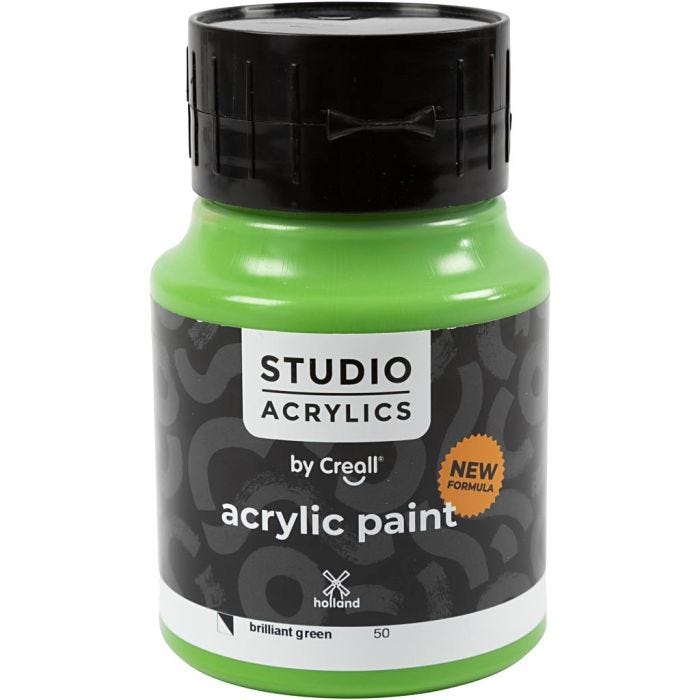 Creall Studio -Akryylimaali, läpikuultavat, brilliant green (50), 500 ml/ 1 pll