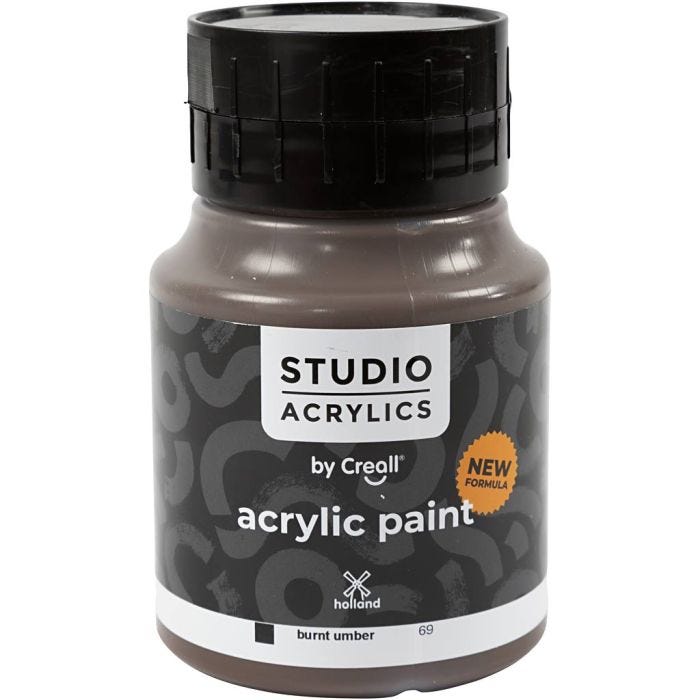 Creall Studio -Akryylimaali, peittävä, burnt umber (69), 500 ml/ 1 pll