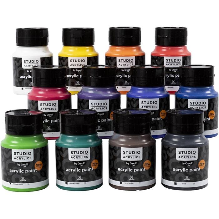 Creall Studio -Akryylimaali, värilajitelma, 12x500 ml/ 1 pkt
