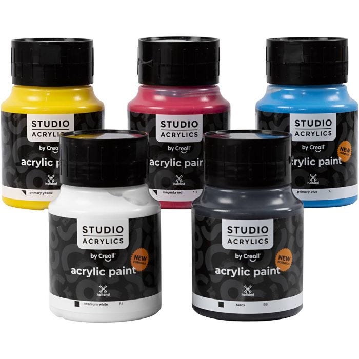 Creall Studio -Akryylimaali, värilajitelma, 5x500 ml/ 1 pkt