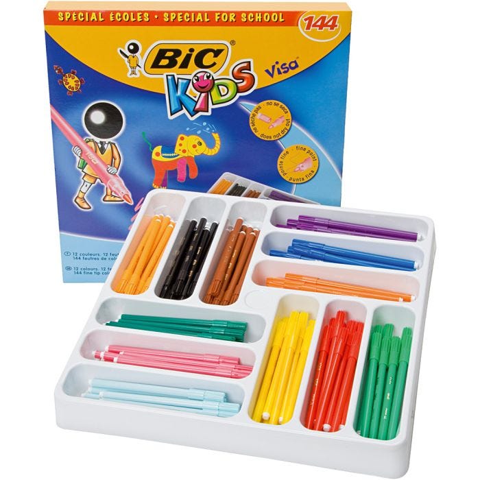 BIC Visa Fine Marker -tussit, paksuus 0,7 mm, värilajitelma, 12x12 kpl, 144 kpl/ 1 pkt