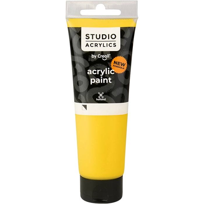 Creall Studio -Akryylimaali, läpikuultavat, primary yellow (06), 120 ml/ 1 pll