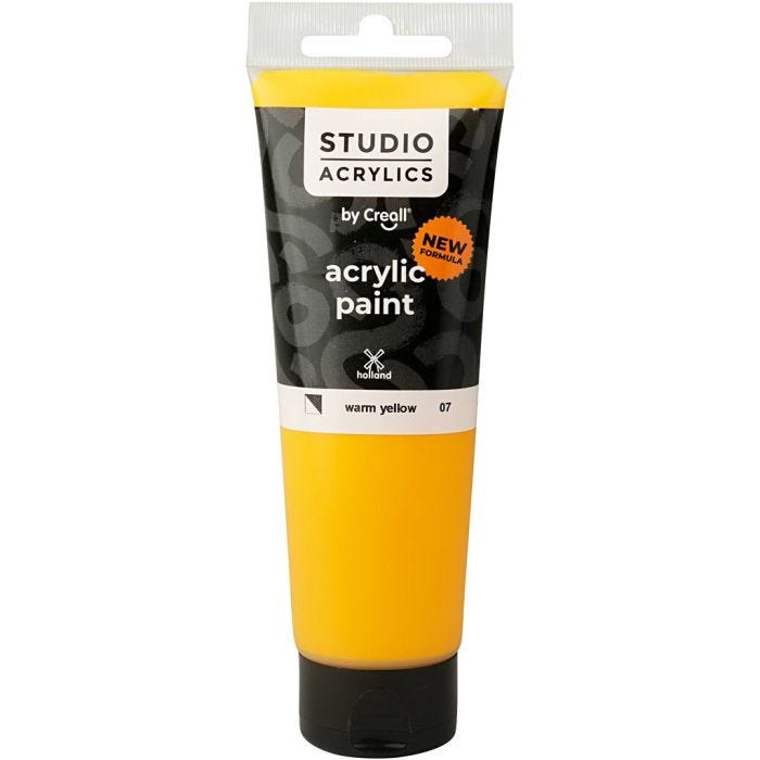 Creall Studio -Akryylimaali, läpikuultavat, warm yellow (07), 120 ml/ 1 pll