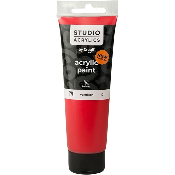 Creall Studio -Akryylimaali, läpikuultavat, vermillion (10), 120 ml/ 1 pll