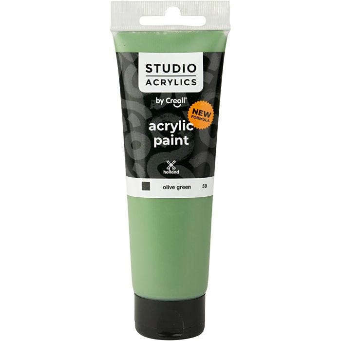 Creall Studio -Akryylimaali, peittävä, olive green (59), 120 ml/ 1 pll