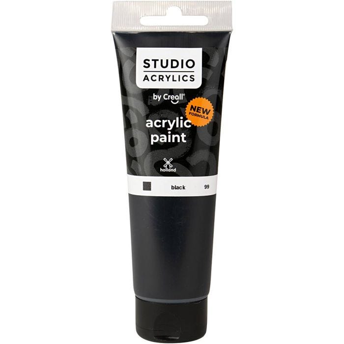 Creall Studio -Akryylimaali, peittävä, black (99), 120 ml/ 1 pll