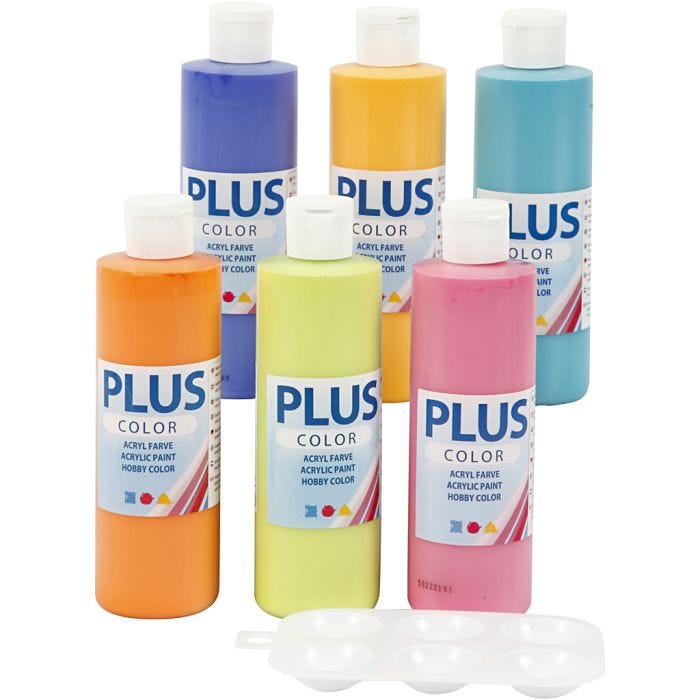 Plus Color- Askartelumaali, 6x250 ml/ 1 pkt