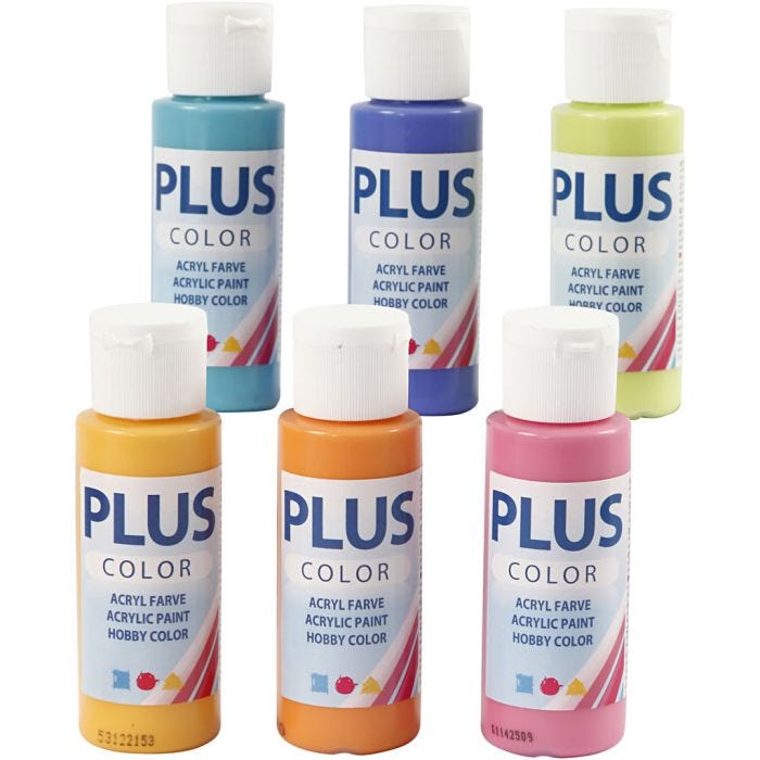 Plus Color- Askartelumaali, värikäs, 6x60 ml/ 1 pkt