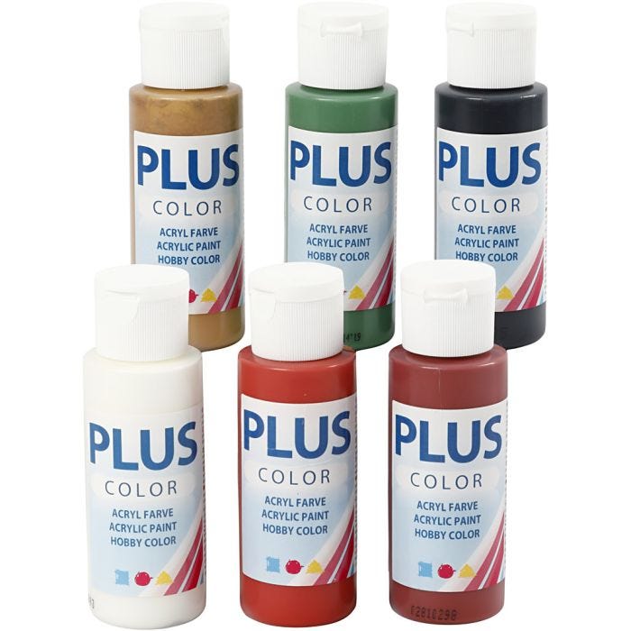 Plus Color- Askartelumaali, jouluteema, 6x60 ml/ 1 pkt