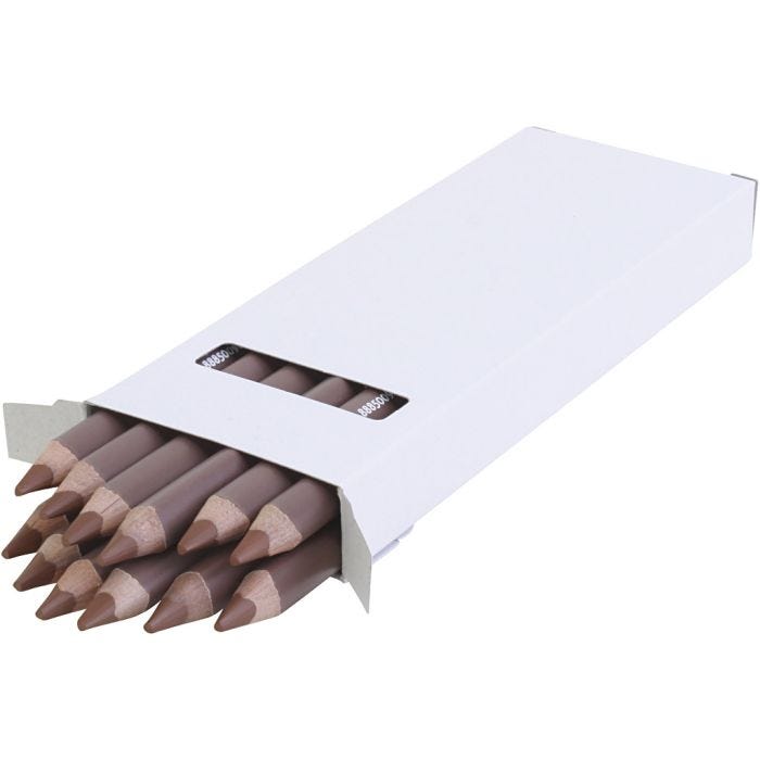 edu Värikynät Jumbo, paksuus 10 mm, kärki 6,25 mm, vaaleanruskea, 12 kpl/ 1 pkt