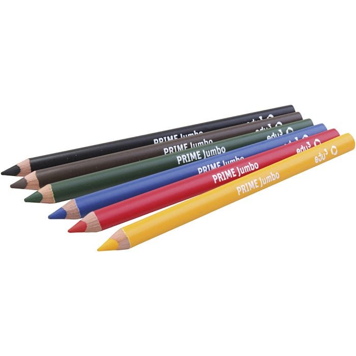 edu Värikynät Jumbo, paksuus 10 mm, kärki 6,25 mm, värilajitelma, 6 kpl/ 1 pkt