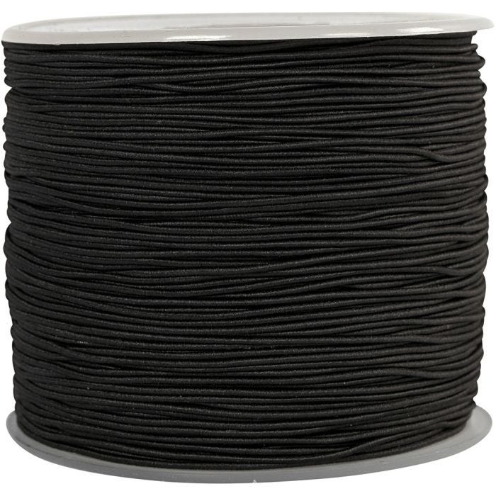 Elastinen korulanka, paksuus 1 mm, musta, 250 m/ 1 rll