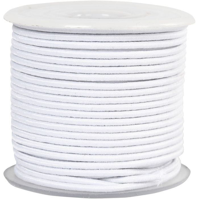 Elastinen korulanka, paksuus 2 mm, valkoinen, 25 m/ 1 rll