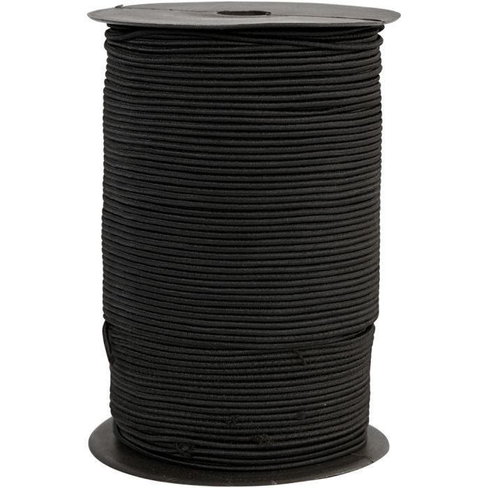Elastinen korulanka, paksuus 2 mm, musta, 250 m/ 1 rll