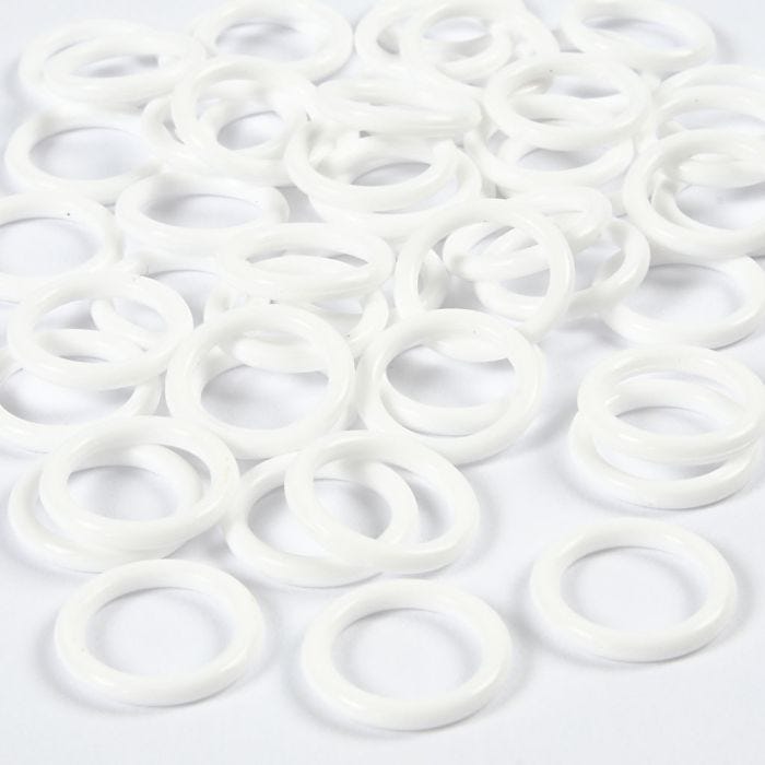 Muovirengas, koko 15 mm, paksuus 2 mm, valkoinen, 50 kpl/ 1 pkt