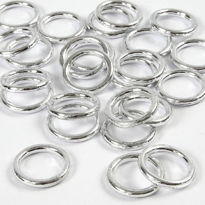 Muovirengas, koko 15 mm, paksuus 2 mm, hopea, 25 kpl/ 1 pkt