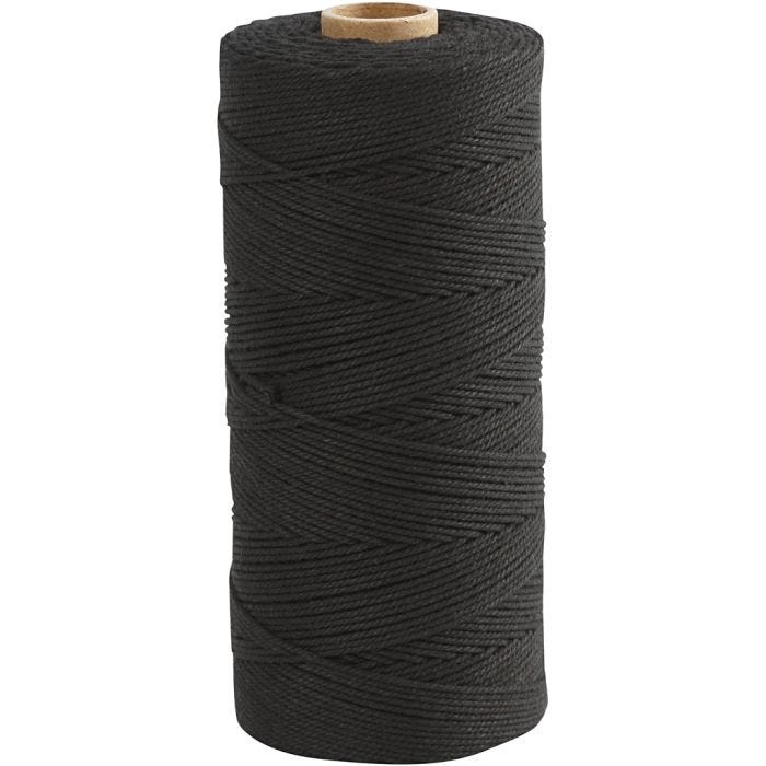 Makrameenyöri, Pit. 315 M, paksuus 1 mm, ohut laatu 12/12, musta, 220 g/ 1 kerä