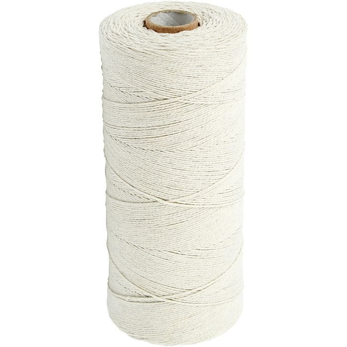 Puuvillalanka, Pit. 700 M, Erikoisohut laatu 12/6, vaalea natural, 250 g/ 1 kerä