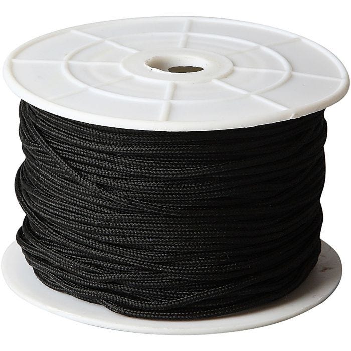 Makrameenyöri, paksuus 1,8 mm, musta, 50 m/ 1 rll